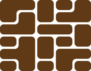 Brown Abstract Grid Pattern , Rounded Geometric Shapes on White Background
