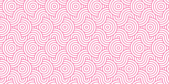 Modern diamond geometric waves spiral pattern. abstract circle wave lines. pink seamless tile stripe geomatics overlapping create retro line overlap pattern background. Overlapping Pattern design	