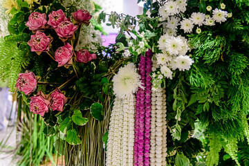 Beautiful flowers decorations, flower background, backdrop wedding decoration, rose pattern, colorful background, bunch of flowers