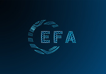 EFA low poly letter logo vector design. EFA lower poly logo design. EFA unique low poly logo design.
