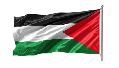 Palestine Flag Waving in Gentle Breeze, Symbol of Freedom and Unity