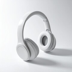 White over-ear headphones, studio shot