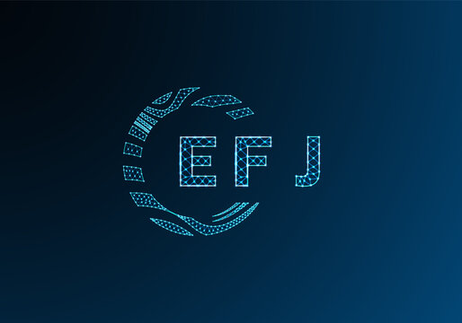 EFJ low poly letter logo vector design. EFJ lower poly logo design. EFJ unique low poly logo design.