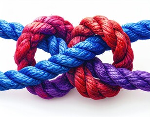 Intertwined ropes, vibrant colors, infinity knot