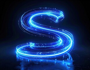 Glowing blue letter S