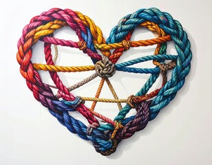 Colorful heart-shaped rope art