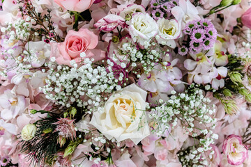 Beautiful flowers decorations, flower background, backdrop wedding decoration, rose pattern,...