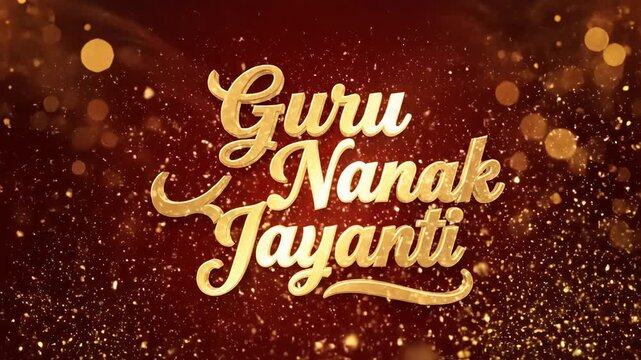 Golden guru nanak jayanti typography with sparkling lights on a dark brown background creates a festive and spiritual atmosphere guru nanak jayanti