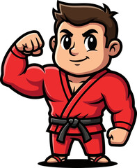 Obraz premium determined dojo champion flexes confidently, showcasing strength, spirit, and martial prowess, isolated on transparent background