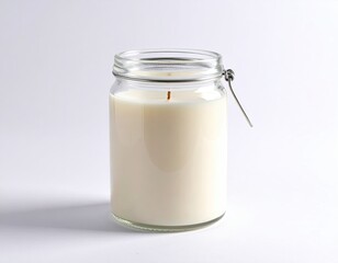 Clear glass jar candle, cream color
