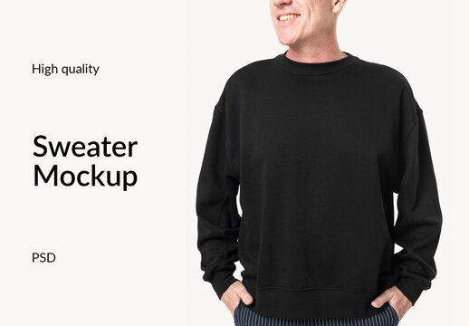 Black Men Sweater Mockup PSD