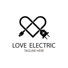 Electric love logo design in flat style with white background