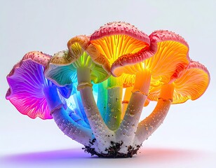Cluster of vibrant, rainbow-hued mushrooms (1)
