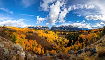 Panoramic autumnal mountain vista