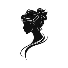 Elegant woman silhouette, female profile vector, beauty salon logo, lady face outline, stylish girl head design