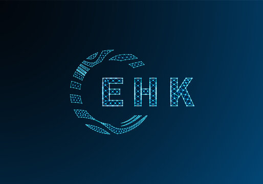 EHK low poly letter logo vector design. EHK lower poly logo design. EHK unique low poly logo design.