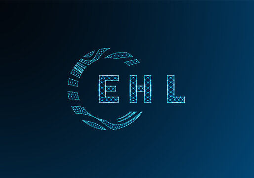 EHL low poly letter logo vector design. EHL lower poly logo design. EHL unique low poly logo design.