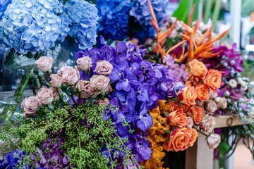 Beautiful flowers decorations, flower background, backdrop wedding decoration, rose pattern,...