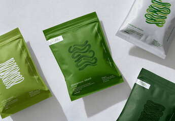 Matcha Packaging Mockup With Minimalist Design PSD 