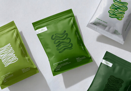Matcha Packaging Mockup With Minimalist Design PSD 