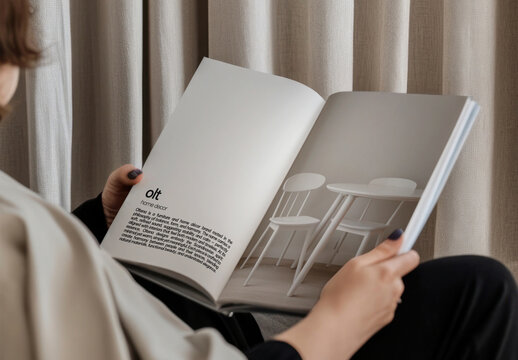 Minimalist Magazine Mockup With Chair Photo PSD