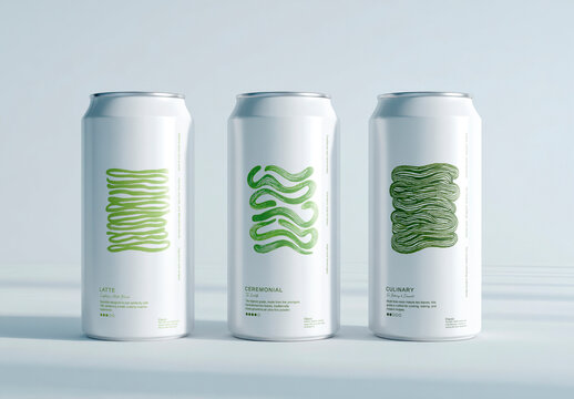 Minimalist Matcha Tea Can Mockup PSD