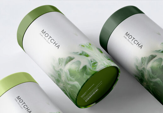 Modern Matcha Tea Packaging Mockup PSD
