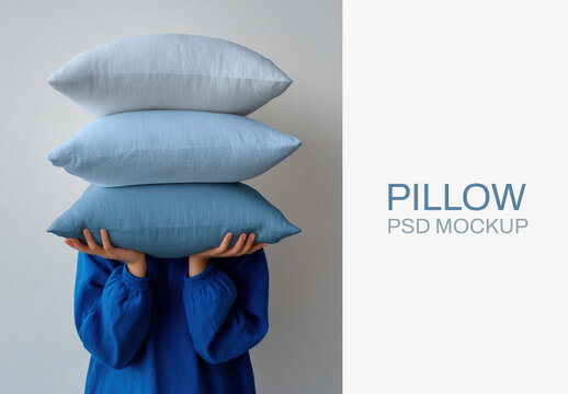 Pillow Mockup With Blue Shades PSD
