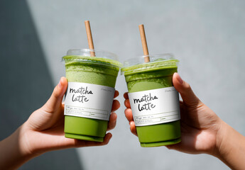 Refreshing Matcha Latte Beverage Cup Mockup