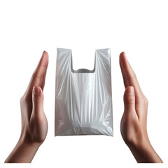 A white plastic shopping bag on transparent background