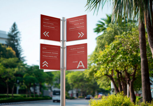 Resort Directional Sign Mockup Outdoors PSD