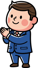 Obraz premium supportive corporate figure acknowledges triumph with a delightful, encouraging ovation, isolated on transparent background