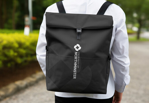 Stylish University Branded Backpack Mockup PSD