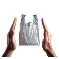 A white plastic shopping bag on transparent background
