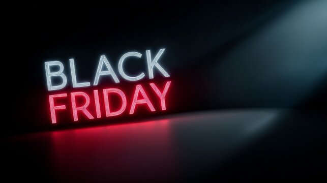 black friday banner with red neon light - Powered by Adobe