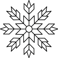 Black line art snowflake symmetrical geometric pattern 1