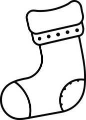 Christmas sock line art with dots stocking holiday