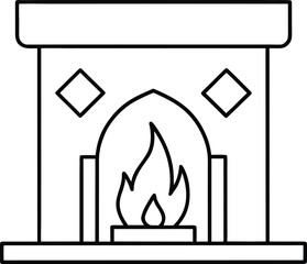Simple line art fireplace with flames hearth heat