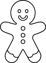 Gingerbread man outline simple line art cookie 1