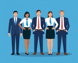 Diverse group of business professionals standing together in formal attire