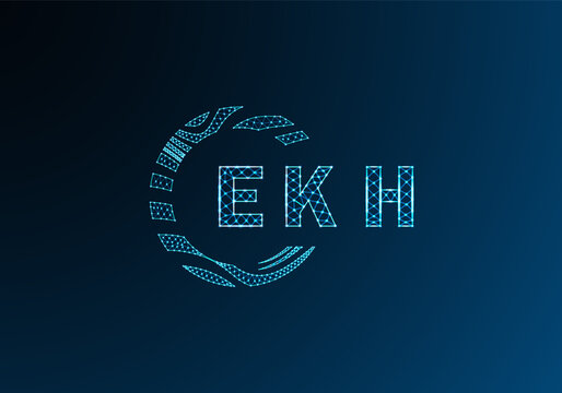EKH low poly letter logo vector design. EKH lower poly logo design. EKH unique low poly logo design.