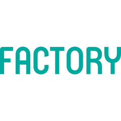Teal Colored FACTORY Text Overlay Graphic With Transparent Background