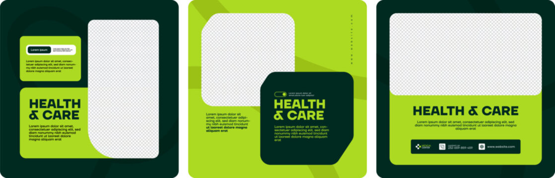 Healthcare and Hospital Social Media Posts Template Pack in Green Theme