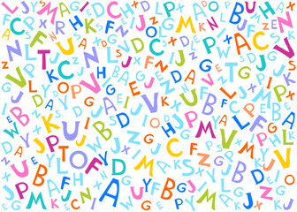 ABC seamless pattern. Cute alphabet. Playful font print for textile, home decor, kids room wall art. Design for wrapping, post cards, t-shirt print, blog cover. Vector