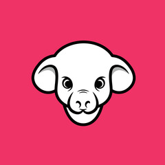 Adorable puppy face illustration against a playful pink background in vector format