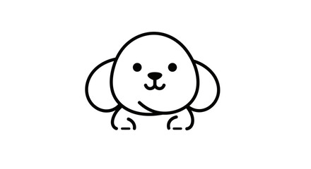 Adorable puppy illustration in minimalist line art style on white background
