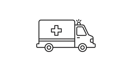 Ambulance line art icon, emergency medical service vector illustration on white