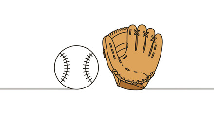 Baseball illustration with glove and ball on a white background design concept