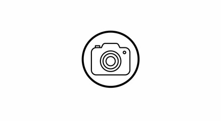 Camera icon in black and white, photography and visual content creation