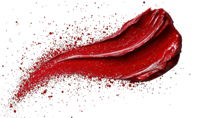 Abstract swipe of shiny red paint, textured and isolated on black